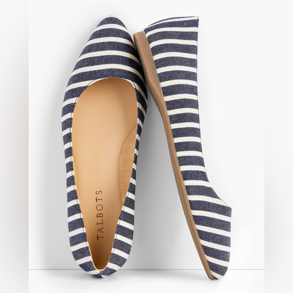 Talbots Women's Navy Striped Flats-never worn